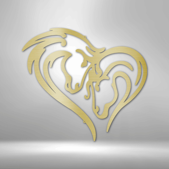 Horse Heart Love Steel Sign Laser Cut Powder Coated Home & Office Metal Wall Dec